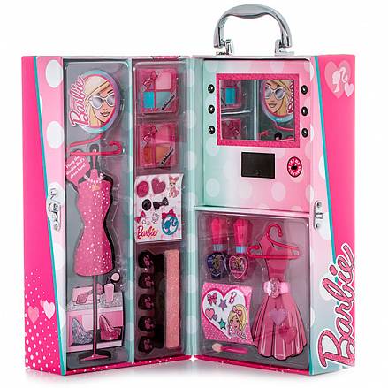 Набор детской декоративной косметики из серии Barbie, в чемодане с подсветкой 